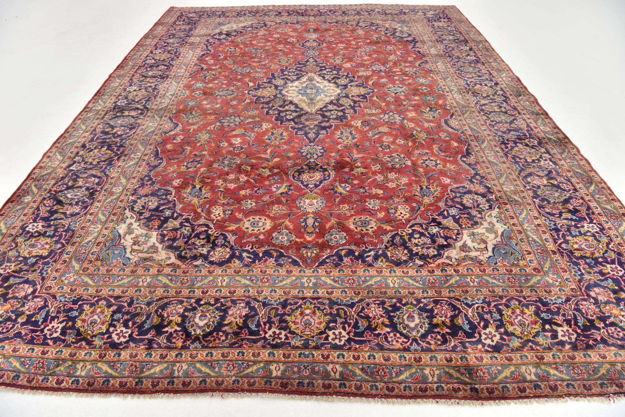 9' 8 x 13' 2 Hand Knotted Kashan Persian Wool Rug