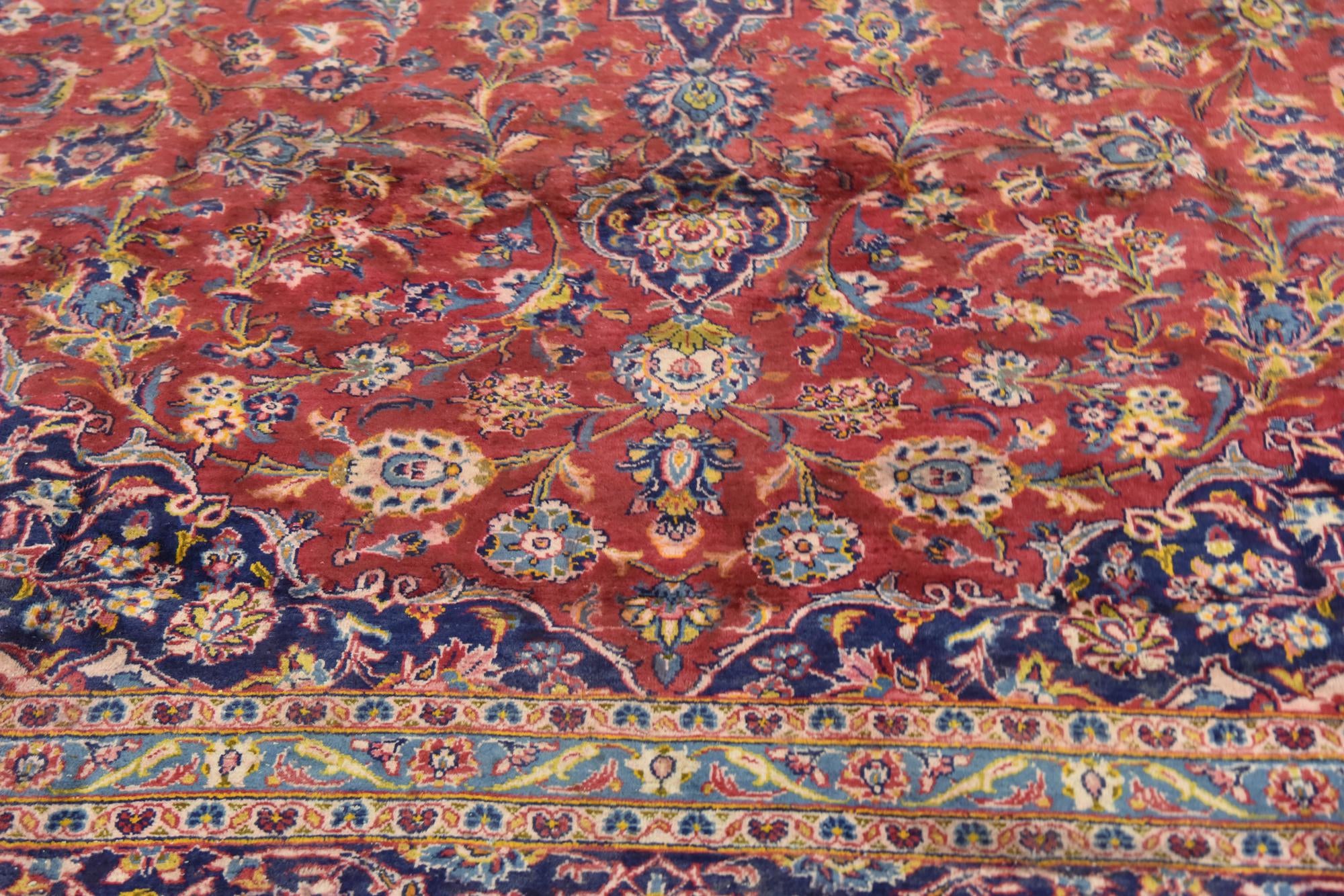 9' 8 x 13' 2 Hand Knotted Kashan Persian Wool Rug