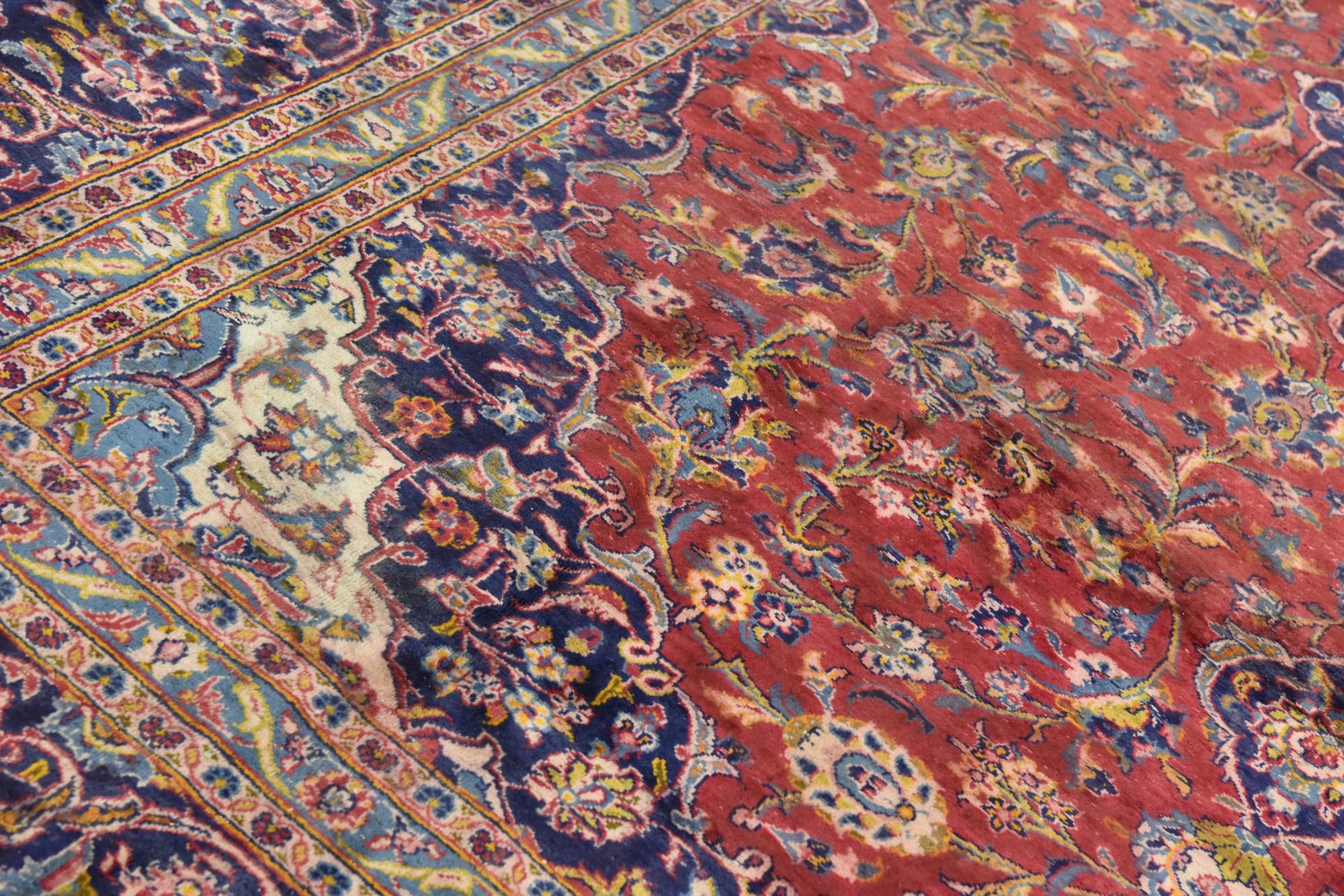 9' 8 x 13' 2 Hand Knotted Kashan Persian Wool Rug