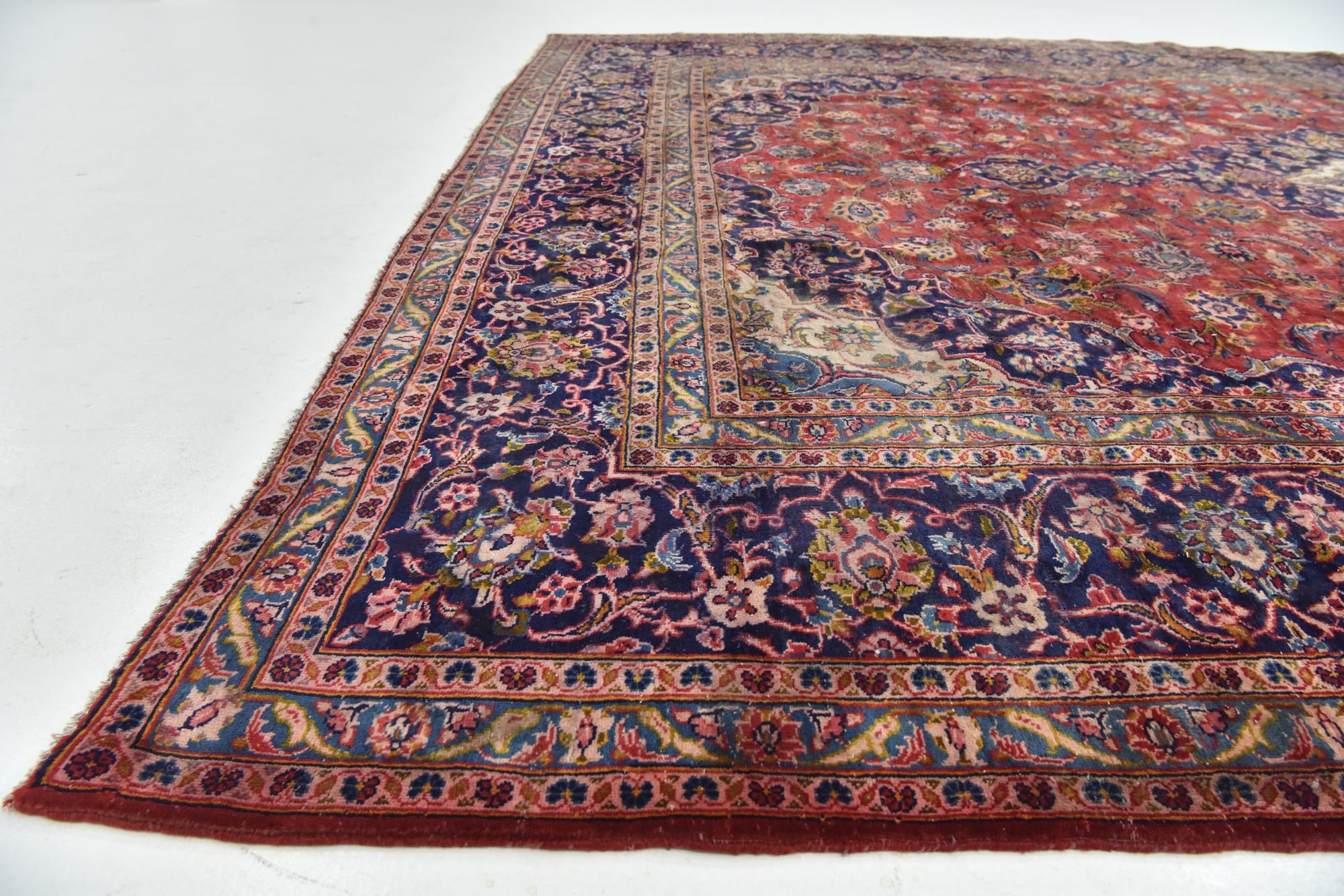 9' 8 x 13' 2 Hand Knotted Kashan Persian Wool Rug