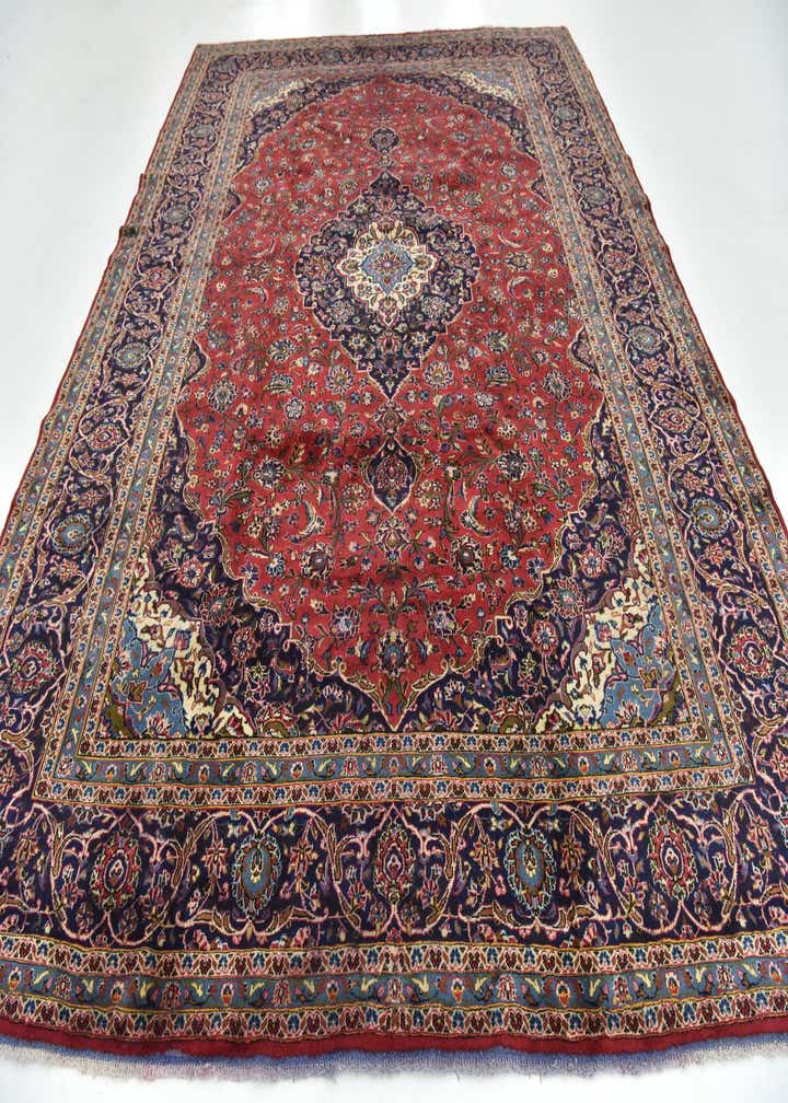 9' 10 x 13' Hand Knotted Kashan Persian Wool Rug