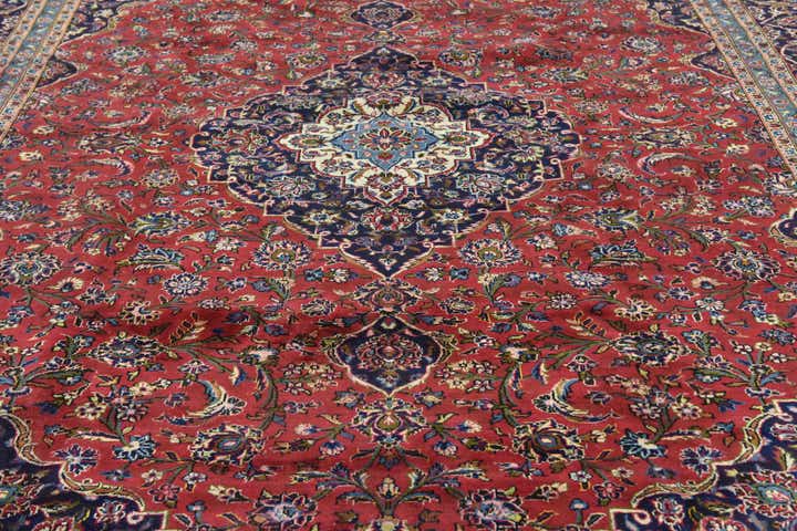 9' 10 x 13' Hand Knotted Kashan Persian Wool Rug