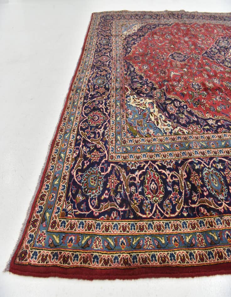 Detail image of 9' 10 x 13' Hand Knotted Kashan Persian Wool Rug