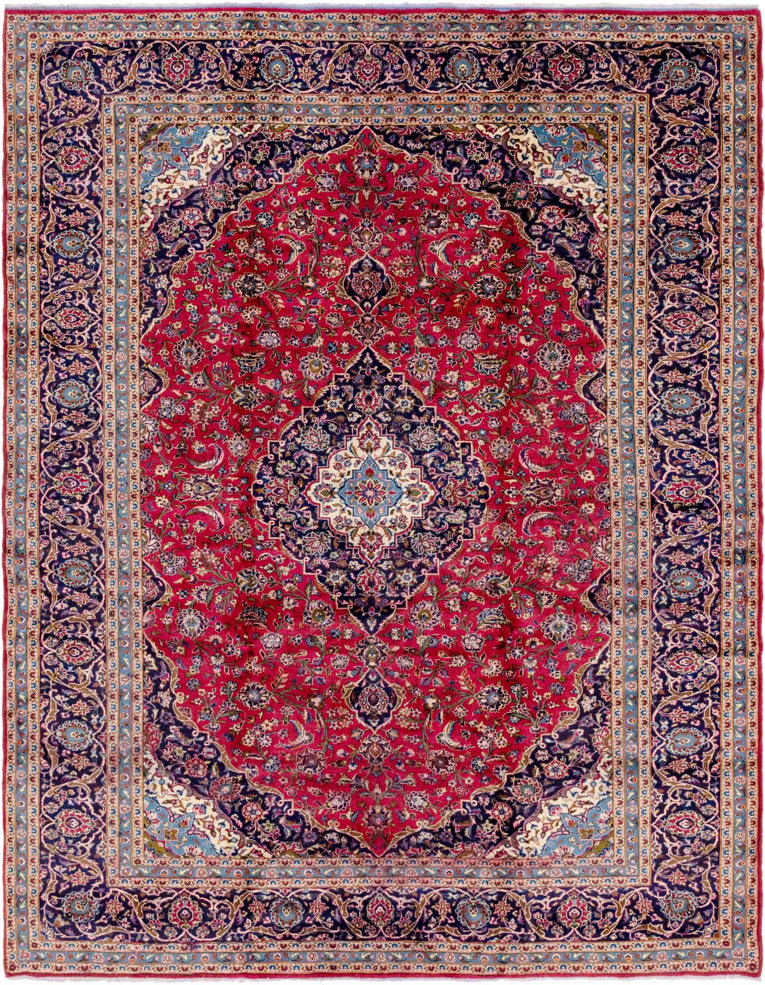 9' 10 x 13' Hand Knotted Kashan Persian Wool Rug