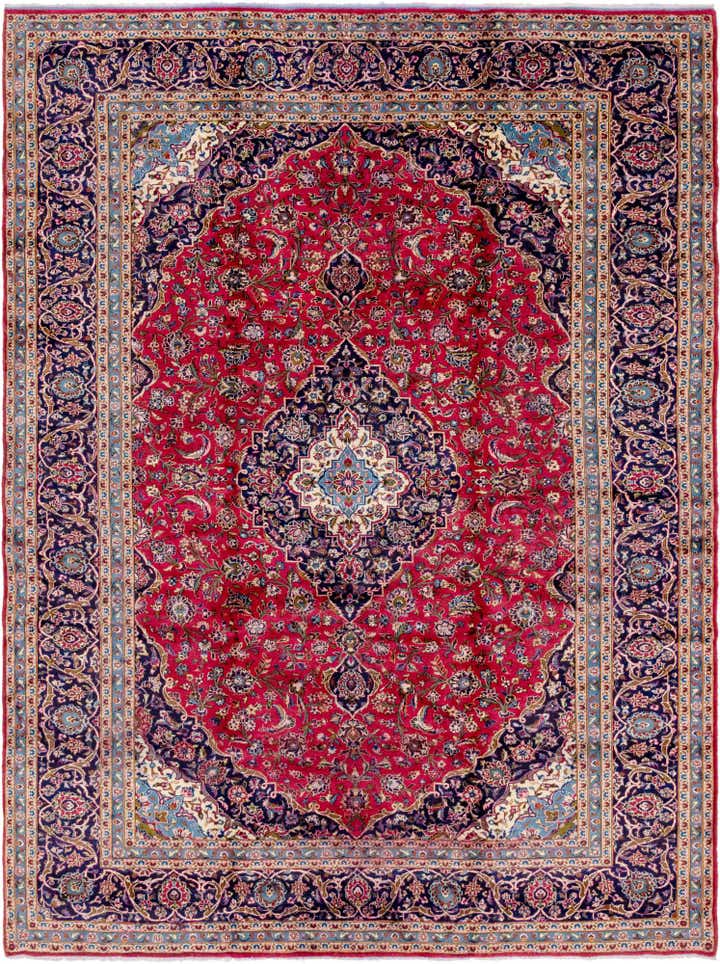 9' 10 x 13' Hand Knotted Kashan Persian Wool Rug