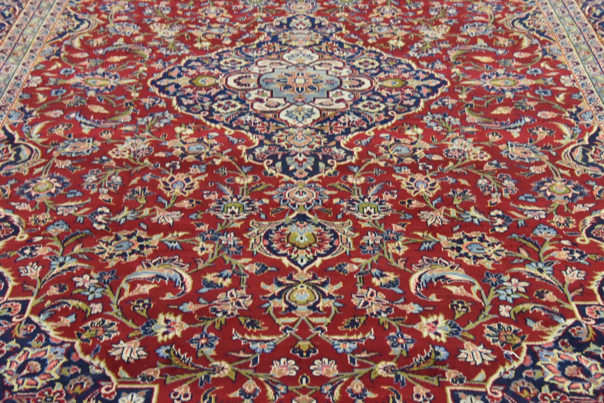 9' 2 x 13' Hand Knotted Kashan Persian Wool Rug