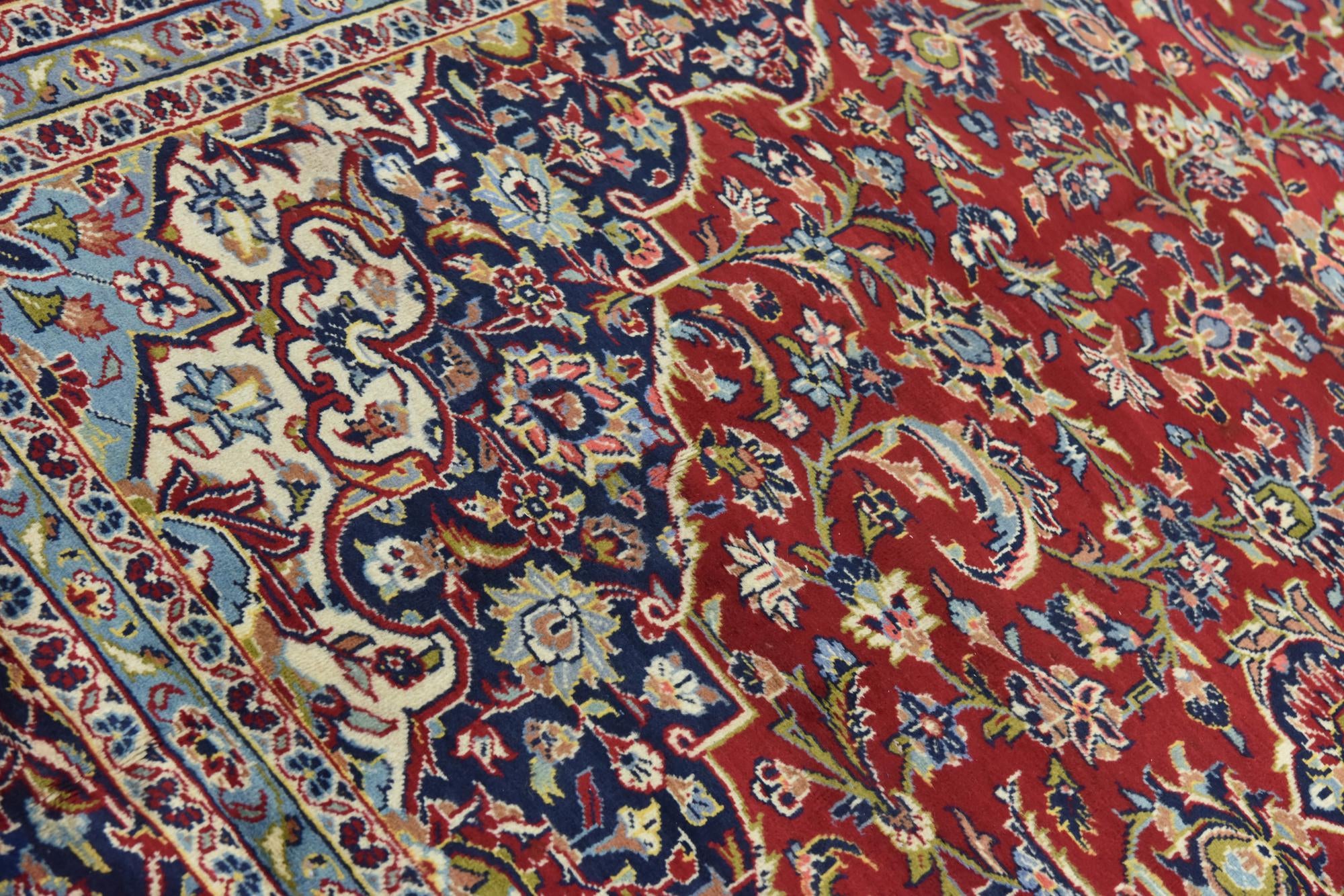 9' 2 x 13' Hand Knotted Kashan Persian Wool Rug