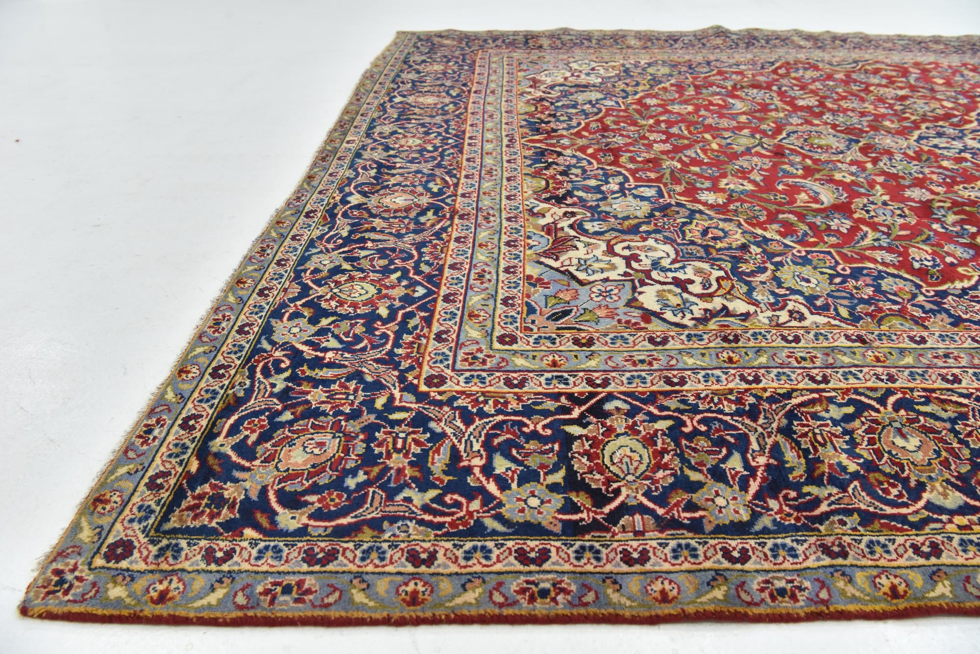 9' 2 x 13' Hand Knotted Kashan Persian Wool Rug