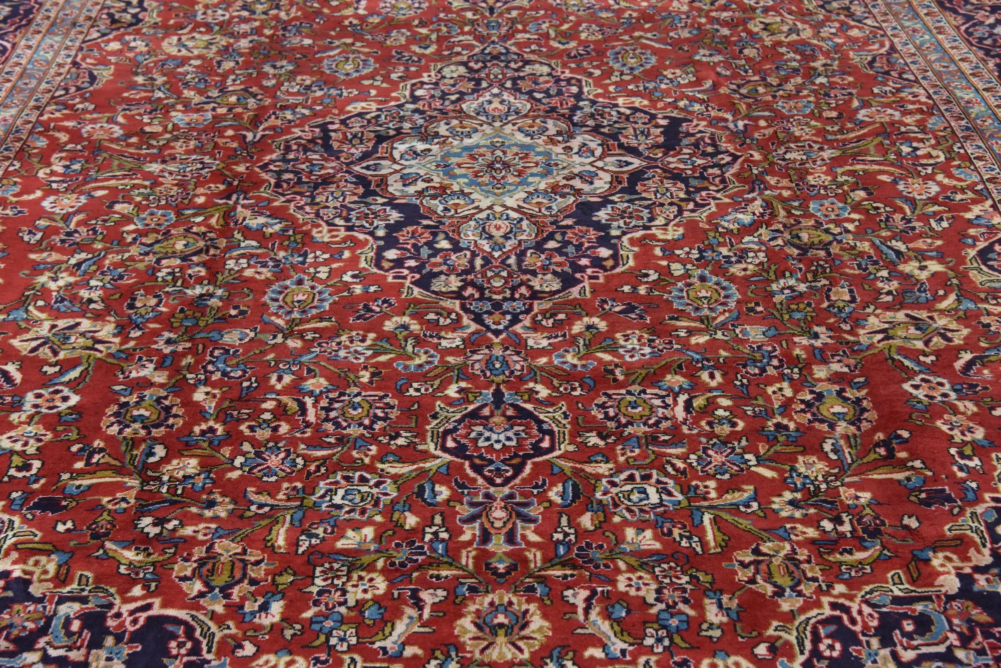 9' 8 x 13' 2 Hand Knotted Kashan Persian Wool Rug