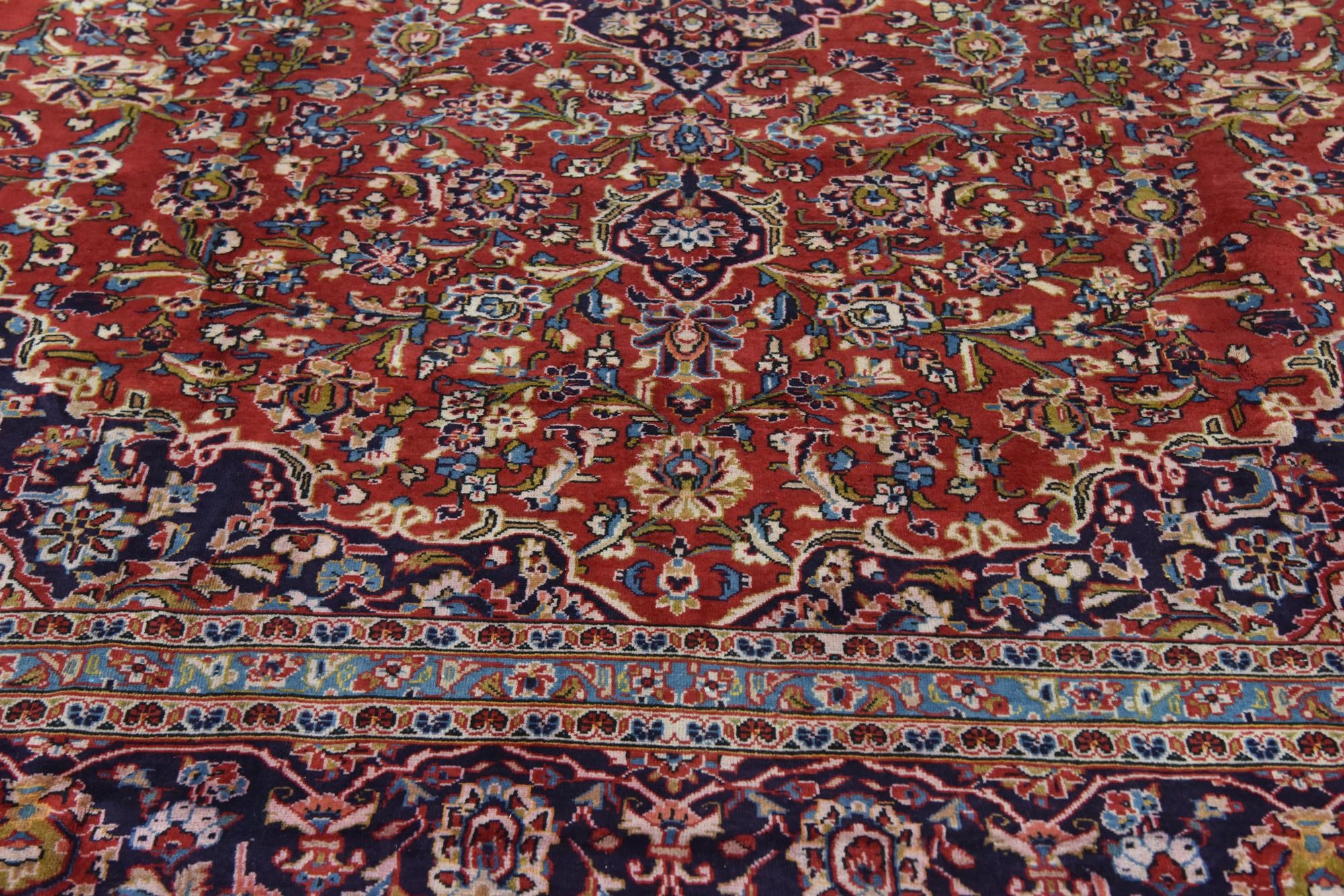 9' 8 x 13' 2 Hand Knotted Kashan Persian Wool Rug