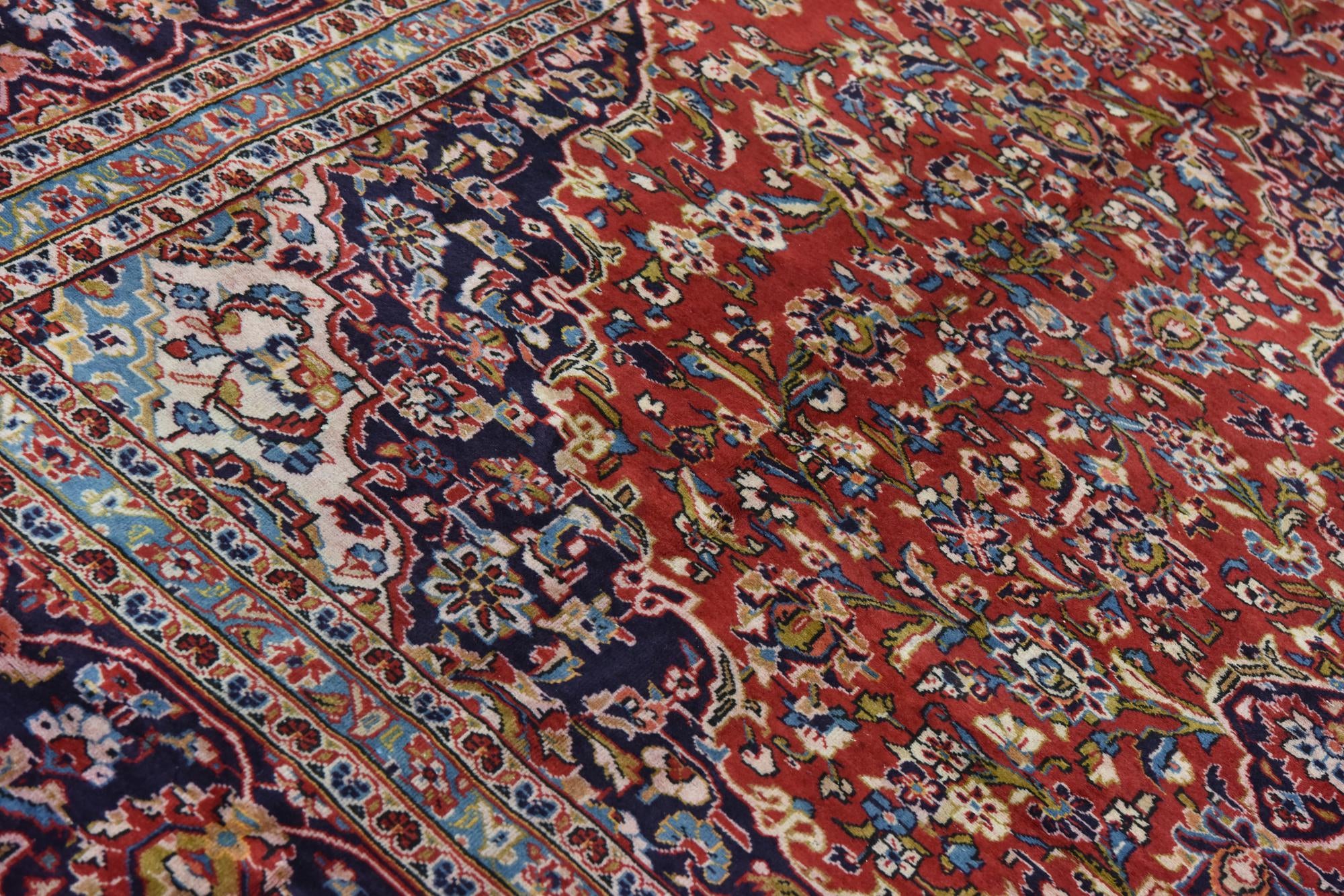 9' 8 x 13' 2 Hand Knotted Kashan Persian Wool Rug