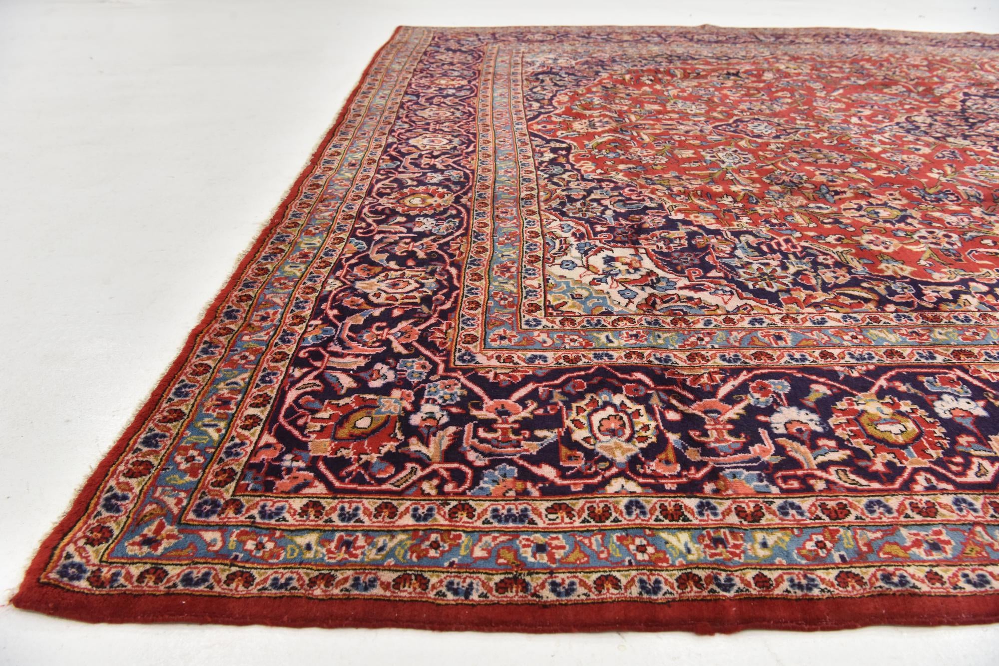 9' 8 x 13' 2 Hand Knotted Kashan Persian Wool Rug