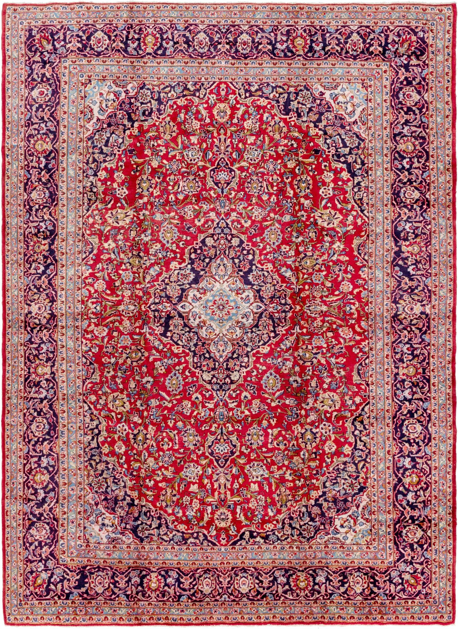 9' 8 x 13' 2 Hand Knotted Kashan Persian Wool Rug