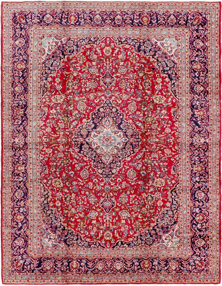 Detail image of 9' 8 x 13' 2 Hand Knotted Kashan Persian Wool Rug