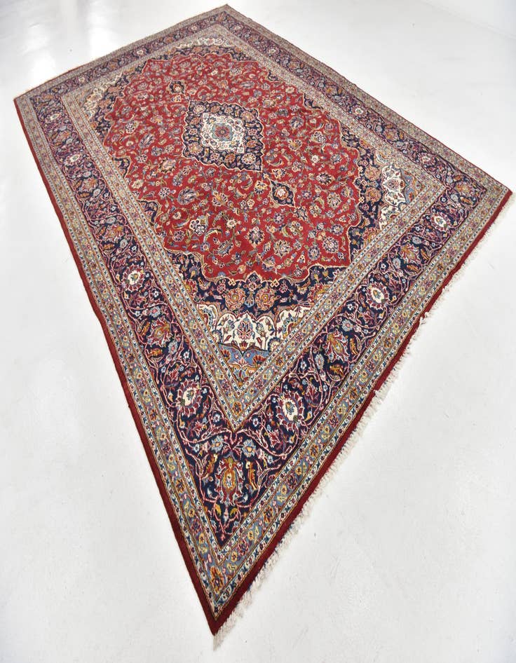 Detail image of 9' 4 x 13' 5 Hand Knotted Kashan Persian Wool Rug