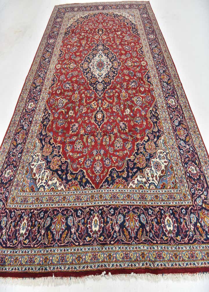 9' 4 x 13' 5 Hand Knotted Kashan Persian Wool Rug