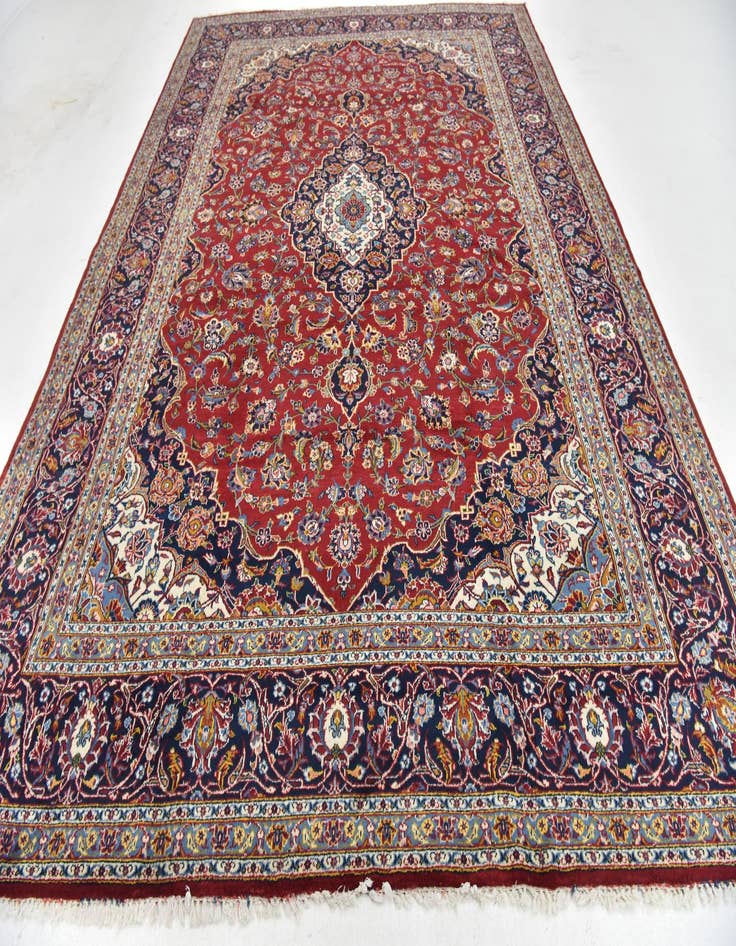 Detail image of 9' 4 x 13' 5  Hand Knotted Kashan Persian Wool Rug