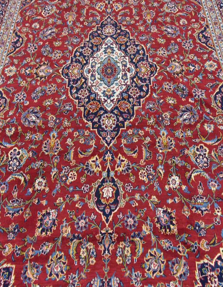 Detail image of 9' 4 x 13' 5  Hand Knotted Kashan Persian Wool Rug
