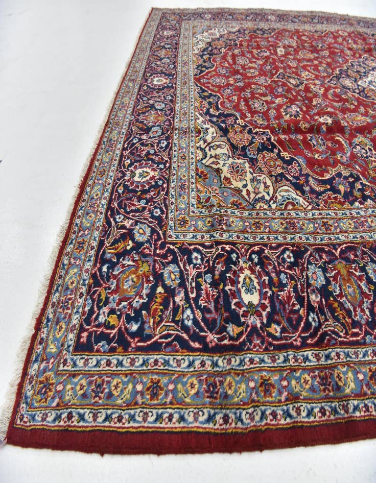 Detail image of 9' 4 x 13' 5 Hand Knotted Kashan Persian Wool Rug