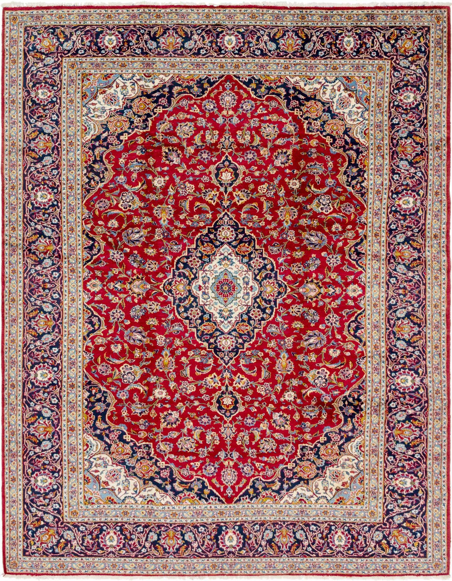 9' 4 x 13' 5 Hand Knotted Kashan Persian Wool Rug