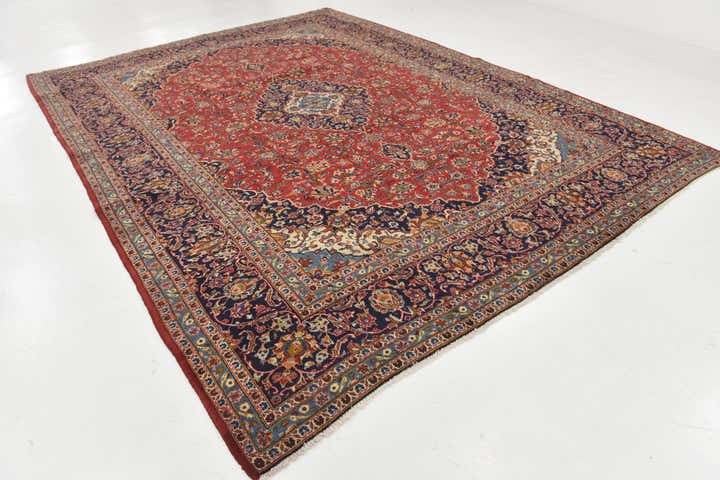 9' 9 x 13' Hand Knotted Kashan Persian Wool Rug