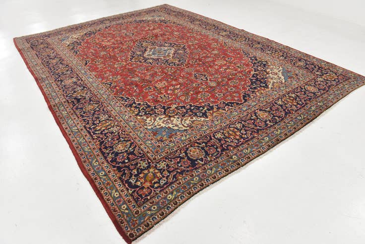 Detail image of 9' 9 x 13' Hand Knotted Kashan Persian Wool Rug