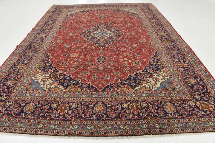 9' 9 x 13' Hand Knotted Kashan Persian Wool Rug