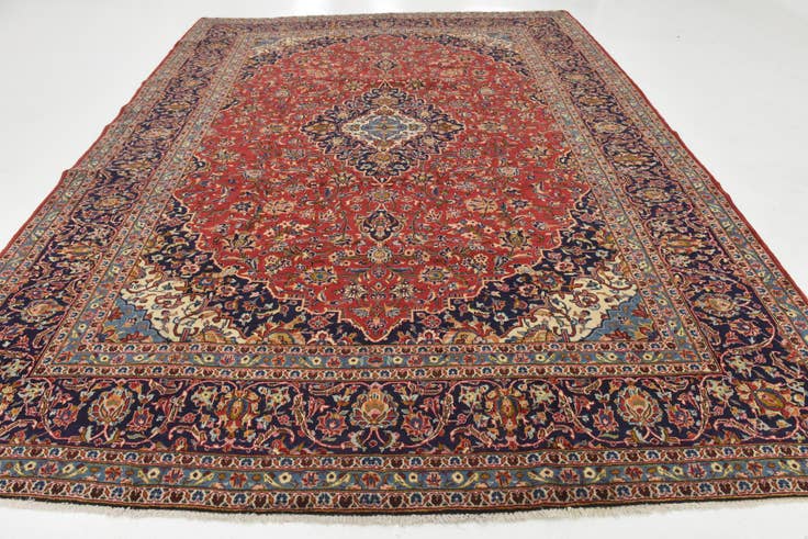 Detail image of 9' 9 x 13' Hand Knotted Kashan Persian Wool Rug
