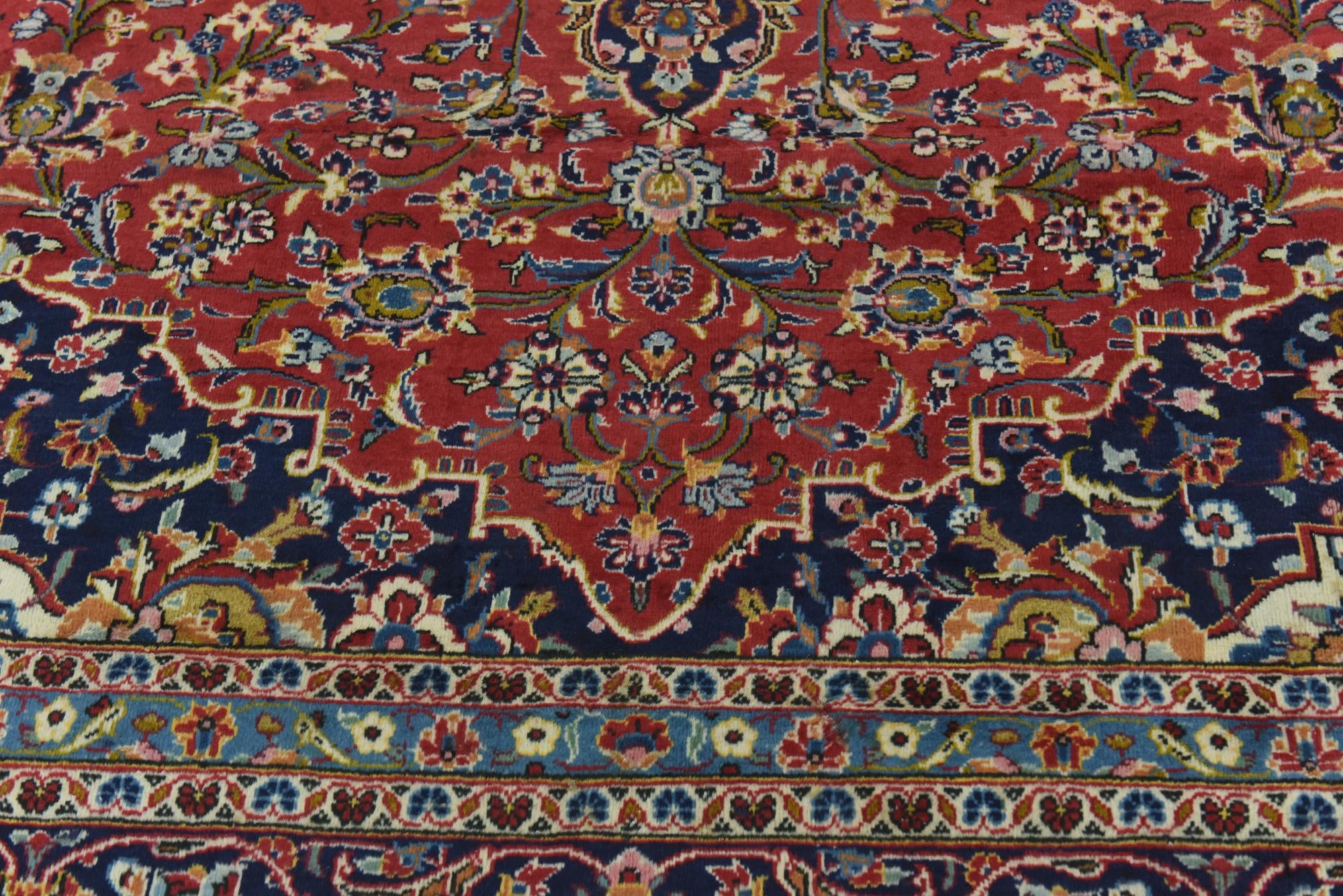 9' 9 x 13' Hand Knotted Kashan Persian Wool Rug