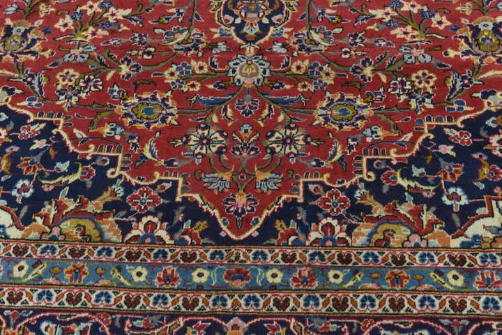 9' 9 x 13' Hand Knotted Kashan Persian Wool Rug