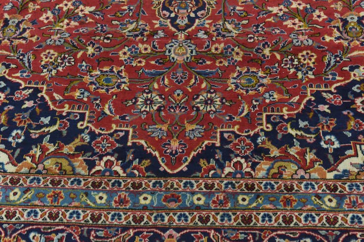 Detail image of 9' 9 x 13' Hand Knotted Kashan Persian Wool Rug
