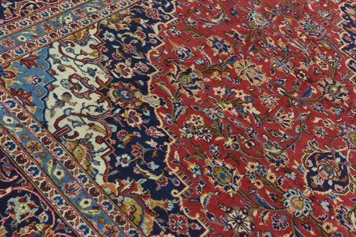 9' 9 x 13' Hand Knotted Kashan Persian Wool Rug