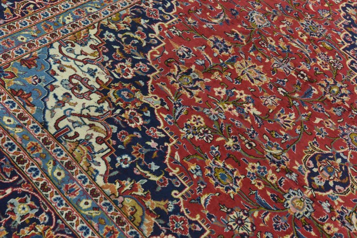 Detail image of 9' 9 x 13' Hand Knotted Kashan Persian Wool Rug