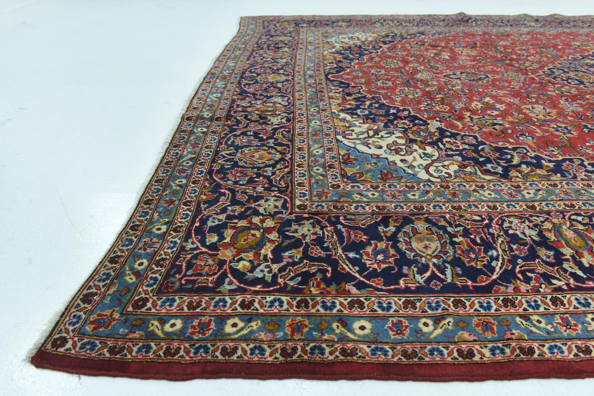 9' 9 x 13' Hand Knotted Kashan Persian Wool Rug