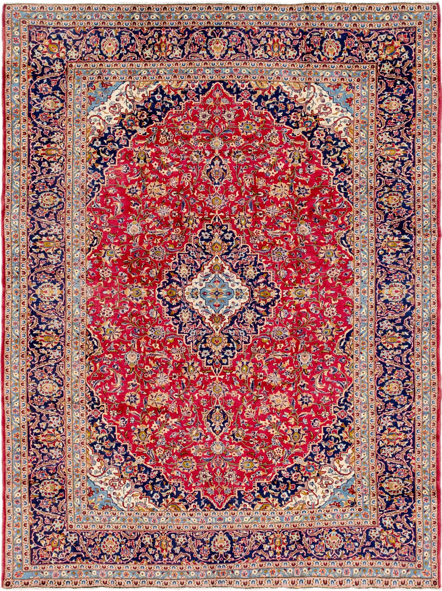 9' 9 x 13' Hand Knotted Kashan Persian Wool Rug