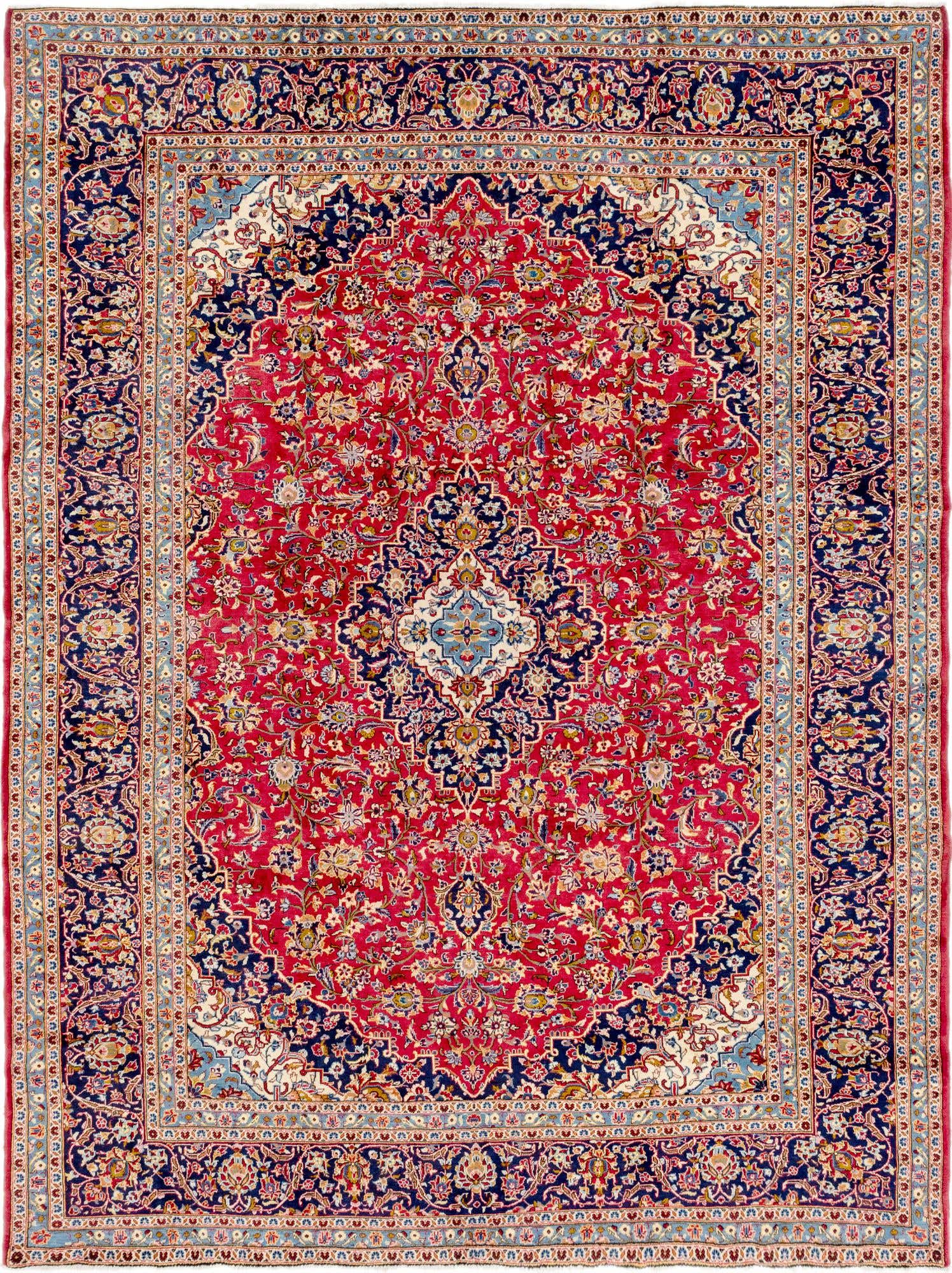 9' 9 x 13' Hand Knotted Kashan Persian Wool Rug