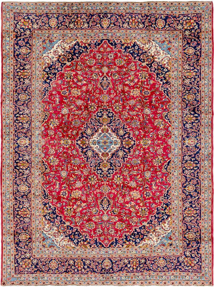 9' 9 x 13' Hand Knotted Kashan Persian Wool Rug