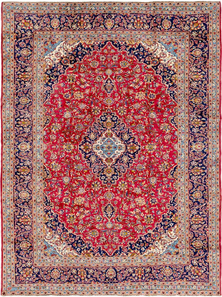 Detail image of 9' 9 x 13' Hand Knotted Kashan Persian Wool Rug