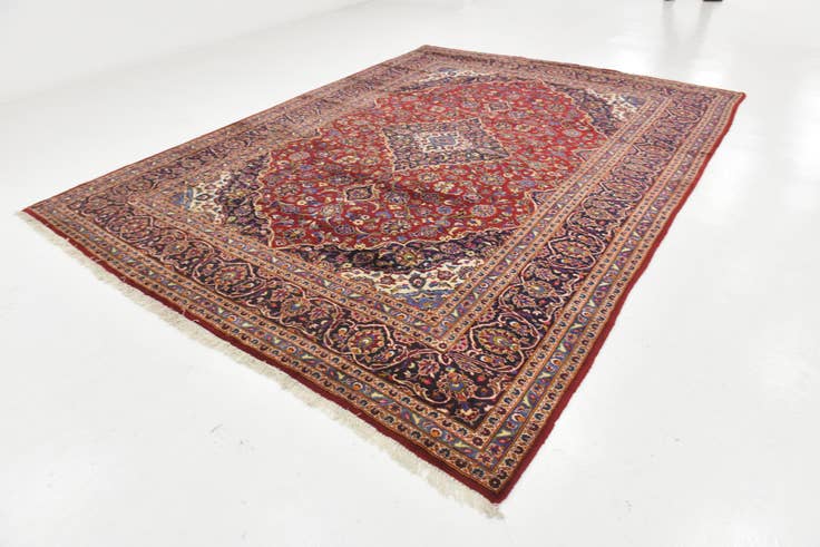 Detail image of 9' 6 x 13' 4 Hand Knotted Kashan Persian Wool Rug