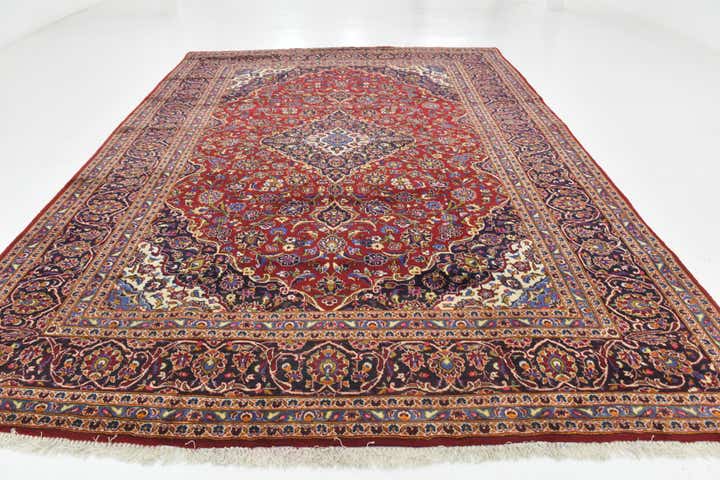 9' 6 x 13' 4 Hand Knotted Kashan Persian Wool Rug