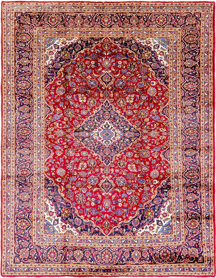 Detail image of 9' 6 x 13' 4 Hand Knotted Kashan Persian Wool Rug