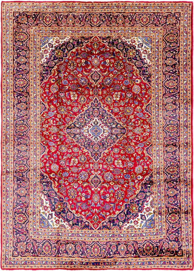 Detail image of 9' 6 x 13' 4 Hand Knotted Kashan Persian Wool Rug