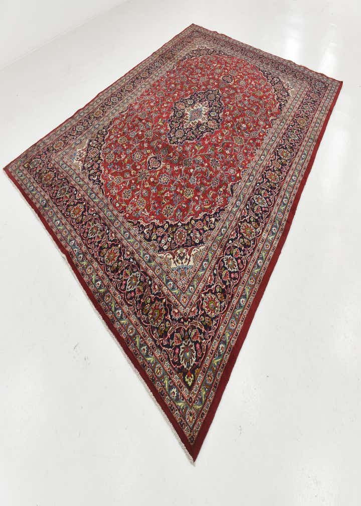 9' 8 x 12' 7 Hand Knotted Kashan Persian Wool Rug