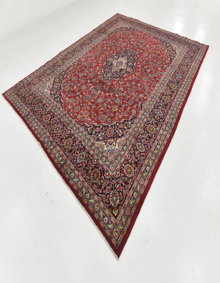 Detail image of 9' 8 x 12' 7 Hand Knotted Kashan Persian Wool Rug