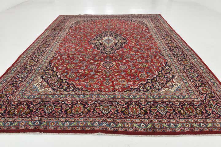9' 8 x 12' 7 Hand Knotted Kashan Persian Wool Rug