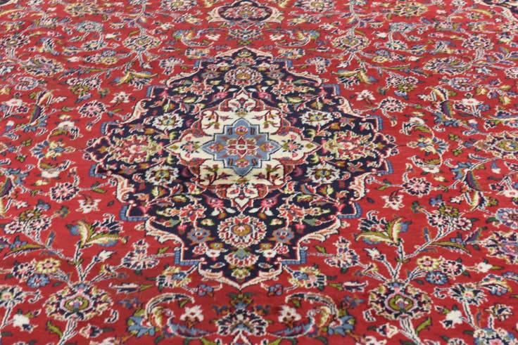 Detail image of 9' 8 x 12' 7 Hand Knotted Kashan Persian Wool Rug