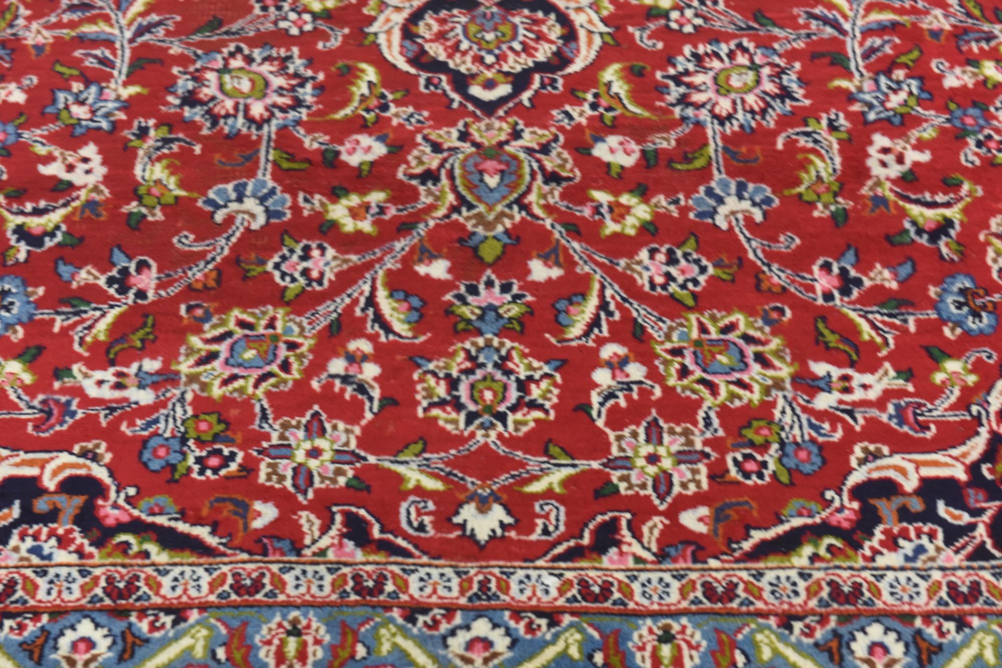 9' 8 x 12' 7 Hand Knotted Kashan Persian Wool Rug