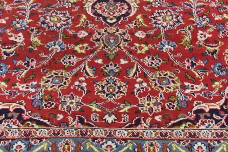 Detail image of 9' 8 x 12' 7 Hand Knotted Kashan Persian Wool Rug