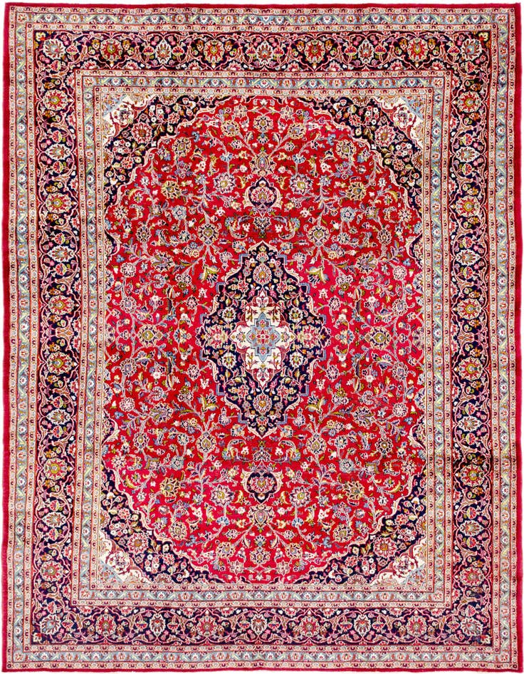 Detail image of 9' 8 x 12' 7 Hand Knotted Kashan Persian Wool Rug