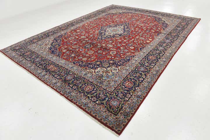 9' 9 x 13' 2 Hand Knotted Kashan Persian Wool Rug